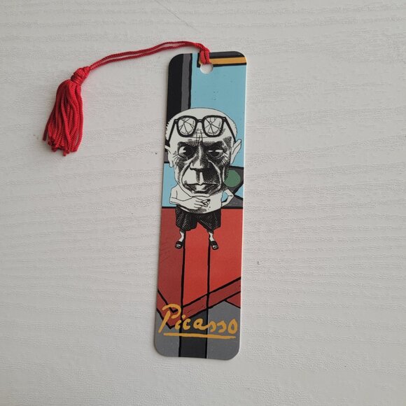 Vintage Pablo Picasso bookmark Steven Cragg Caricature tassel 80s 90s, KBO-12866 - Picture 2 of 9